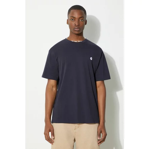 Carhartt WIP Pamučna majica S/S Madison za muškarce, boja: tamno plava, bez uzorka, I033000.00BXX