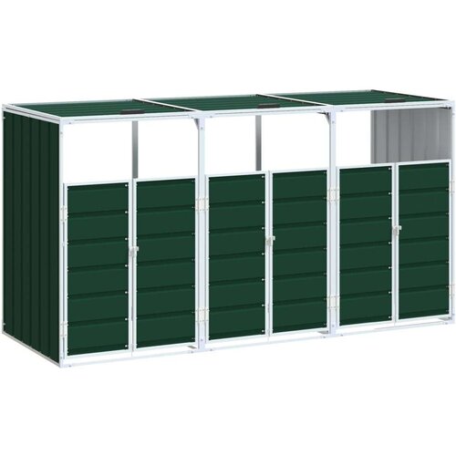 VidaXL spremi&amp;scaron;te za 2 kanta za otpad zelena 216x81x115 cm čelično Slike