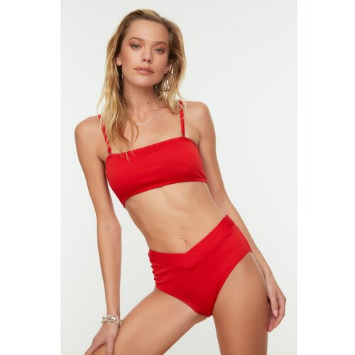 Trendyol Red V Cut High Waist Bikini Bottom Slike