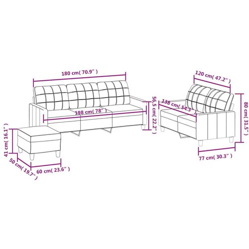 vidaXL 3-dijelni set sofa s jastucima krem od umjetne kože Cene