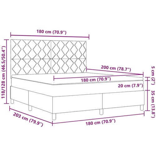 VidaXL box spring krevet s du&amp;scaron;ekom svjetlosivog super king tkanine Slike