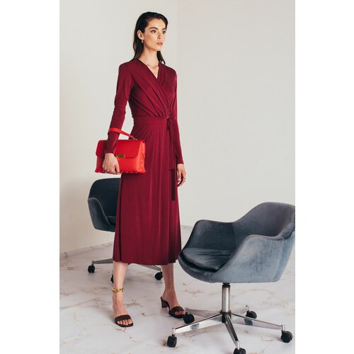Mona midi crvena haljina preklop 54115701-1 Slike