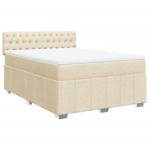 vidaXL Box spring postelja z vzmetnico krem 160x200 cm blago, (21310653) Cene