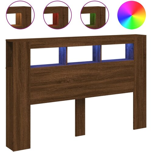 Maison Chic led posteljno vzglavje - vzglavna omarica - nočna omarica rjavi hrast 160x18,5x103,5 cm inž. les, (21712160) Slike