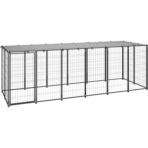 vidaXL Pesji boks črn 330x110x110 cm jeklo Cene