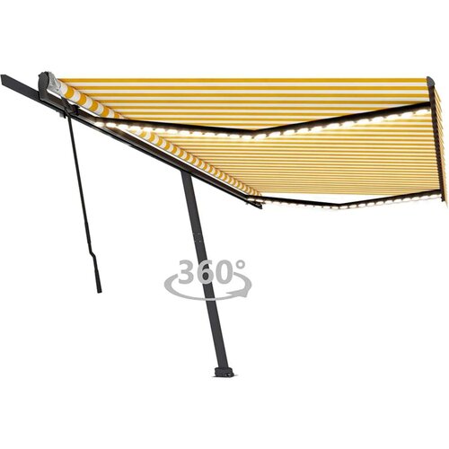  Ročno zložljiva tenda z LED lučkami 500x350 cm rumena in bela, (21089209) Cene
