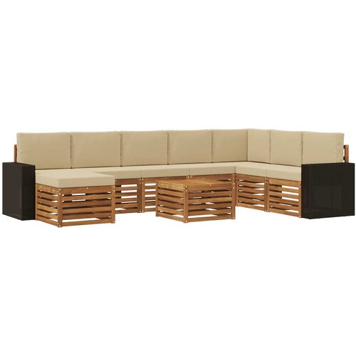 vidaXL Zunanja garnitura za sedenje z blazino 9 pcs Naravna in bež, (5000280226) Cene