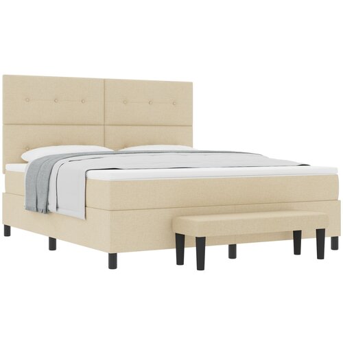 VidaXL vzmetnica postelja z vzmetnico in klopjo krem 180x200 cm tkanina, (22083362) Slike