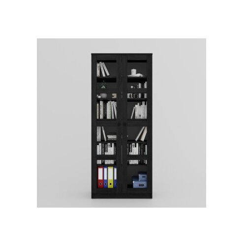 Hanah home lucas glass 1600-92 black multi purpose cabinet Cene
