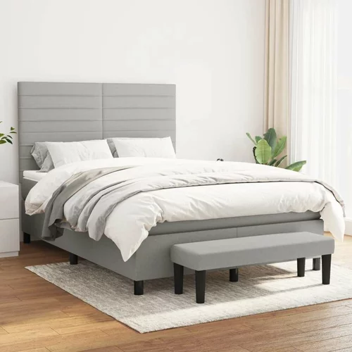  Box spring posteljni z vzmetnico svetlo siv 140x190 cm blago, (20790276)