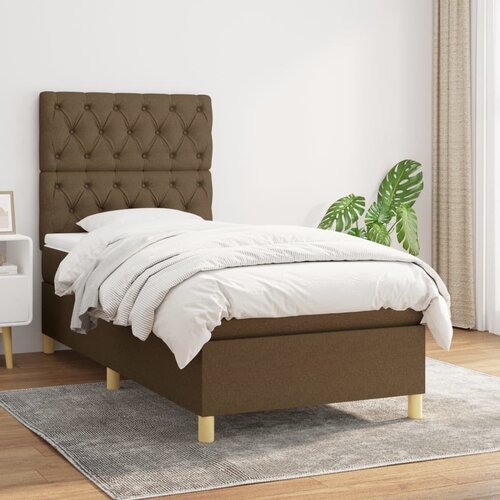 The Living Store Box spring postelja z vzmetnico temno rjava 80x200 cm blago - Box Spring Postelja, (21516763) Slike