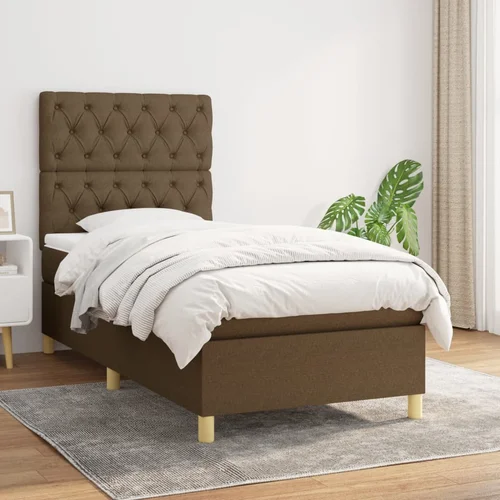 The Living Store Box spring postelja z vzmetnico temno rjava 80x200 cm blago - Box Spring Postelja, (21516763)