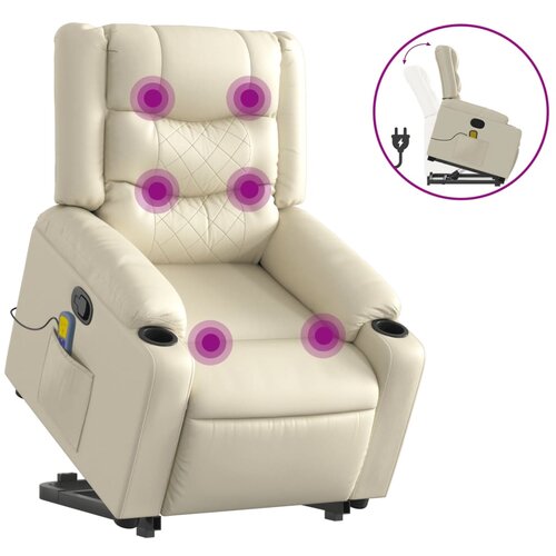 Maison Chic masažni naslanjač - Relax naslanjač s funkcijo vstajanja krem umetno usnje, (22061288) Cene