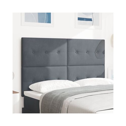 VidaXL LED vzglavnik Temno siva 80 cm Žamet Slike