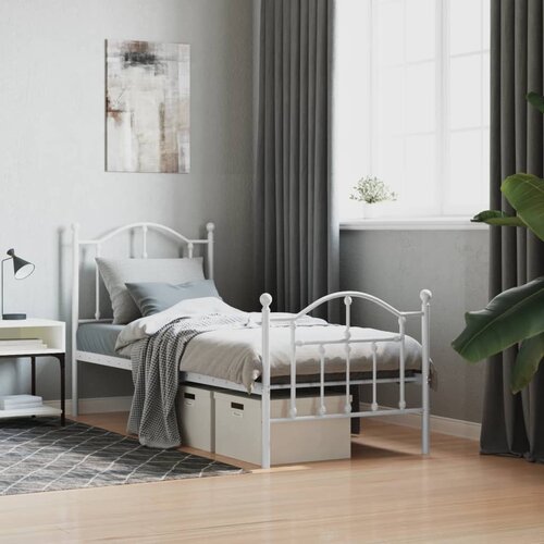 vidaXL Metalni okvir kreveta uzglavlje i podnožje bijeli 75x190 cm Cijene