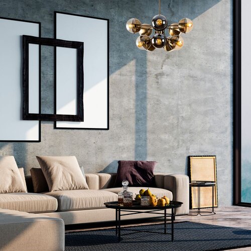VISILICA KARSOR, vintage, metal/ staklo, 68x 68 cm, visina 75 cm, promjer sjenila 15 cm, 10 x E27 40 W Slike