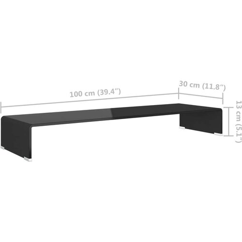 VidaXL Stalak za TV /Monitor Prozirno Staklo Crni 100x30x13 cm Slike