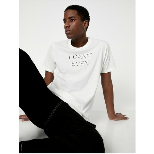 Koton Slogan Printed T-Shirt Crew Neck Short Sleeve Slim Fit Slike
