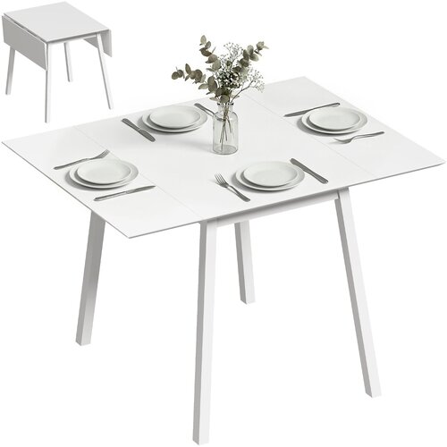 HOMCOM Jedilna miza borov les 110D x 86&Scaron; x 75V cm bela, (5000242584) Cene