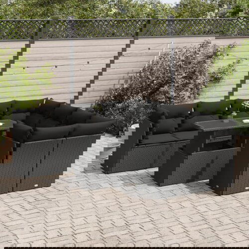 VidaXL 9-dijelni set vrtnih sofa s jastucima crni od poliratana Slike