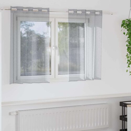 Voile zavjesa 2 pcs Tamno siva 140 x 140 cm Poliester Cijene