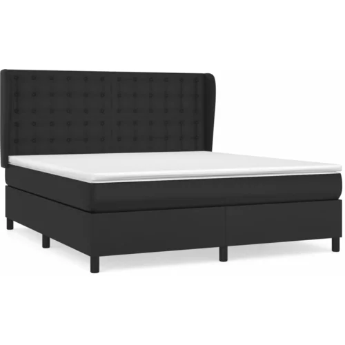 vidaXL Box spring postelja z vzmetnico črn 180x200 cm umetno usnje, (20788864)