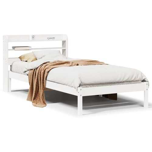 vidaXL Posteljni okvir brez vzmetnice bel 75x190 cm trdna borovina Cene