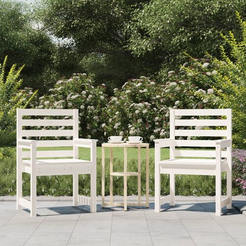 VidaXL Vrtni stol 2 kosa bele barve 60x48x91 cm trdna borovina Slike