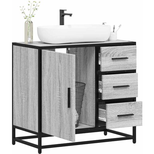 vidaXL Kopalniška omarica siva sonoma 65x33x60 cm inženirski les Cene
