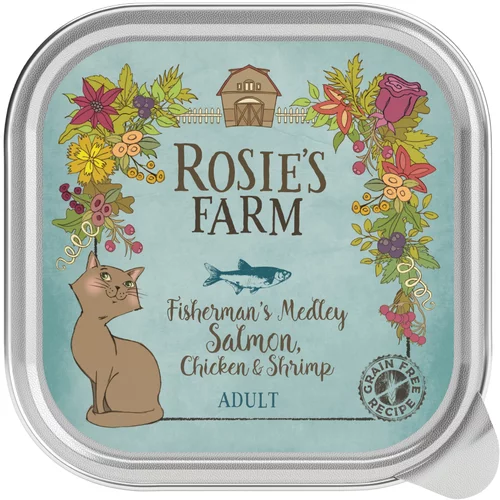 Rosie's Farm Varčno pakiranje Adult 32 x 100 g - Losos & piščanec s kozicami