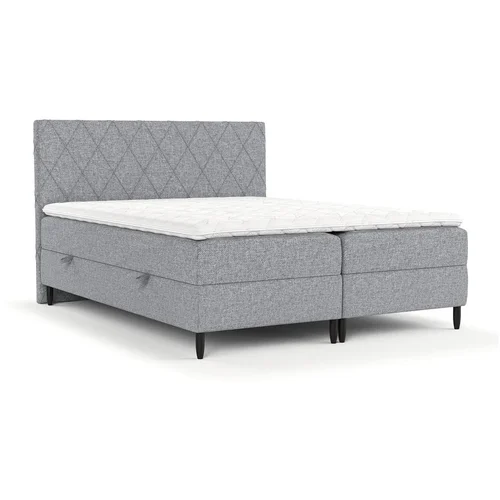 Maison de Rêve Sivi boxspring krevet s prostorom za odlaganje 140x200 cm Gwen –