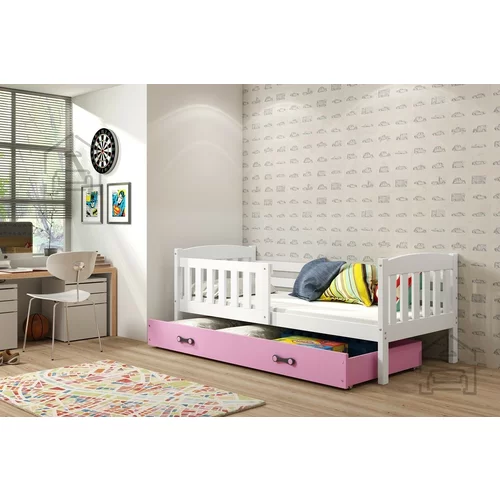 BMS Group Otroška postelja Kubus - 90x200 cm - bela/roza