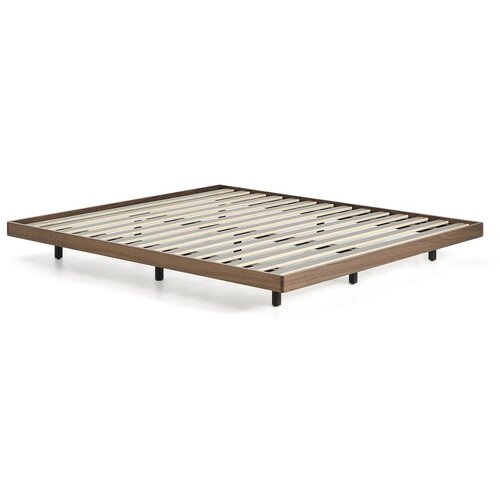 Kave Home Smeđi bračni krevet od masivne breze bez uzglavlja s podnicom 160x200 cm Norlen &amp;ndash; Slike