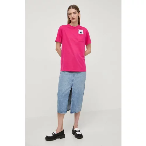 Karl Lagerfeld Bombažna kratka majica x Darcel Disappoints ženska, roza barva