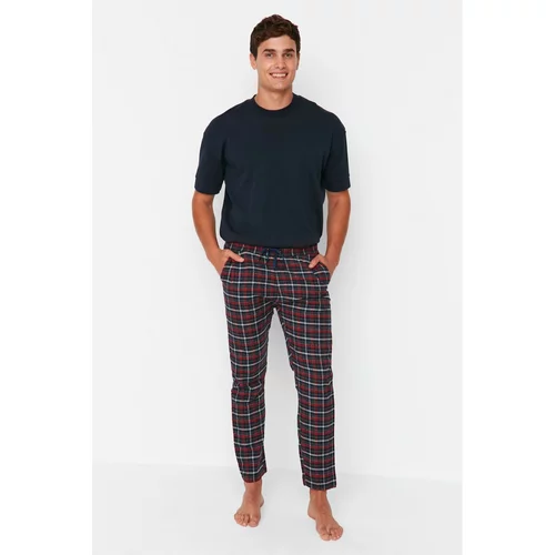 Trendyol Men's Navy Red Plaid Regular Fit Woven Pajama Bottoms