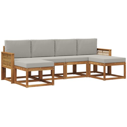 vidaXL Zunanja garnitura za sedenje 6 pcs Naravna in svetlo siva, (5000281841) Cene