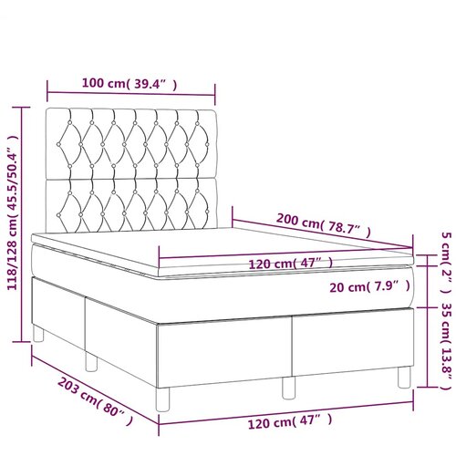  Krevet box spring s madracem LED tamnozeleni 120x200 cm bar&amp;scaron;un Slike