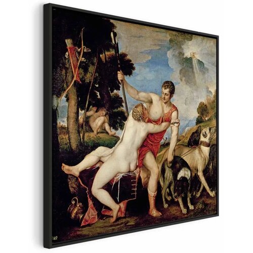  Slika - Titian  &ndash; Venus and Adonis 40x40 U crnom drvenom okviru Cijene