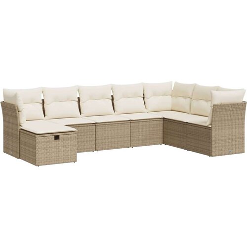 VidaXL 8-dijelni set vrtnih sofa od poliratana s jastucima bež Slike