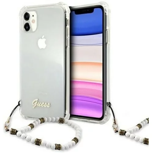 Guess Guhcn61kpswh za iphone 11 - prozoren shock silikonski ovitek s perla zapestnico