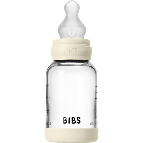 Bibs steklenička steklena silikon 120 ml, počasen pretok Ivory Cene