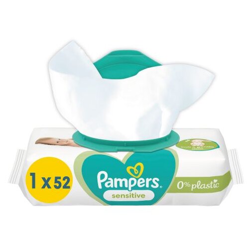 Pampers vlažne maramice sensitive 52ct Plastic free Slike