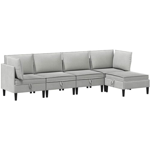 Set namještaja za dnevni boravak 5 pcs Svjetlosiva Tkanina Cene