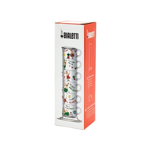 Bialetti espresso-set &amp;quot;italy&amp;quot; s 6 skodelicami in kovinskim okvirjem Slike