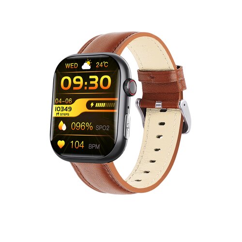 INF Pametna ura z EKG-jem, merilnikom srčnega utripa, sledilnikom telesne pripravljenosti in več &scaron;portnimi načini Black and Brown Leather strap, (5000306696) Cene