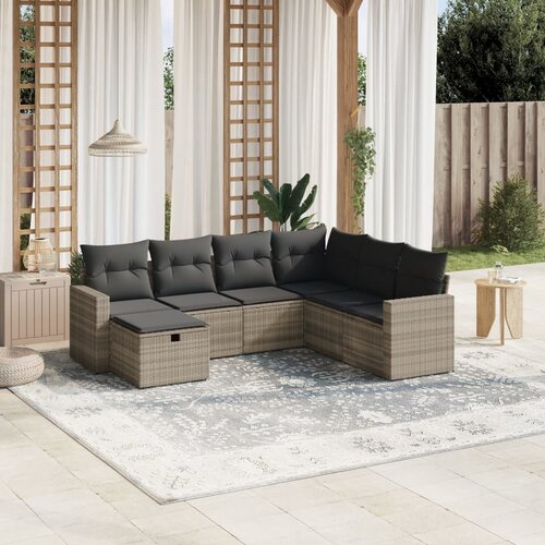 vidaXL 7-dijelni set vrtnih sofa svjetlosivi od poliratana Cijene