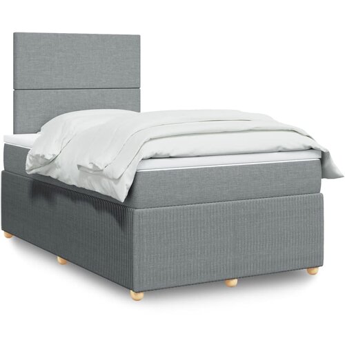 vidaXL Box spring postelja z vzmetnico svetlo siva 120x200 cm blago Cene