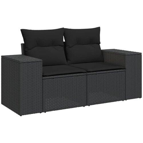  10-dijelni set vrtnih sofa s jastucima crni od poliratana Crna 83 x 62 x 69 cm Slike