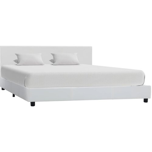 VidaXL Posteljni okvir belo umetno usnje 160x200 cm Slike