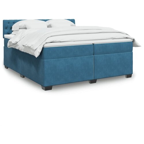 VidaXL Box spring postelja z vzmetnico modra 200x200 cm žamet Slike
